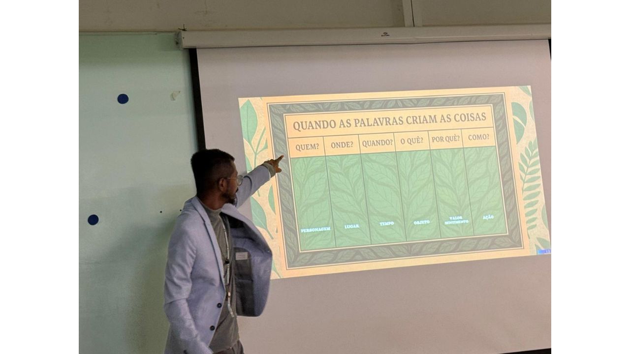 Apresentação do projeto selecionado para a Rede de Trocas na sala de reunião do Centro de Atenção Integral à Criança e ao Adolescente (CAIC) Benedito Carlos de Oliveira, em Brazlândia (DF). Foto: Danillo Gomes da Silva
