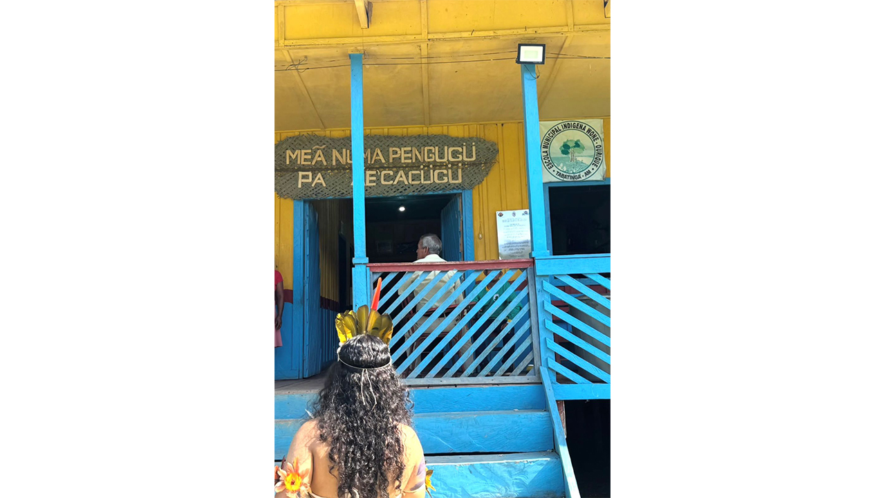 Chegada na Comunidade Indígena de Ourique, em Tabatinga (AM). Foto: Carolina Fuhr