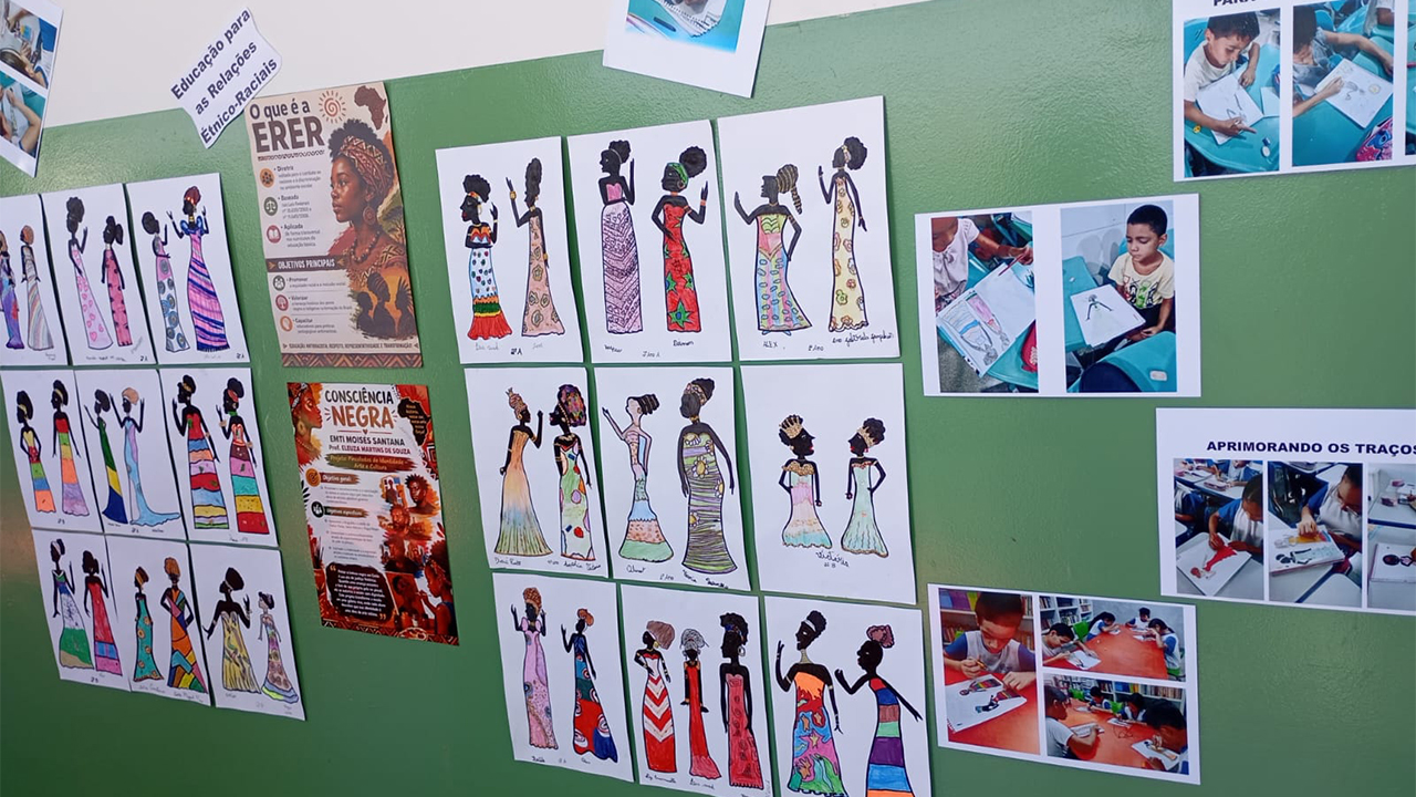 Produções artísticas das(os) estudantes da Escola Municipal Moiséis Santana, em Goiânia (GO). Foto: Lisoneide da Guia Xavier